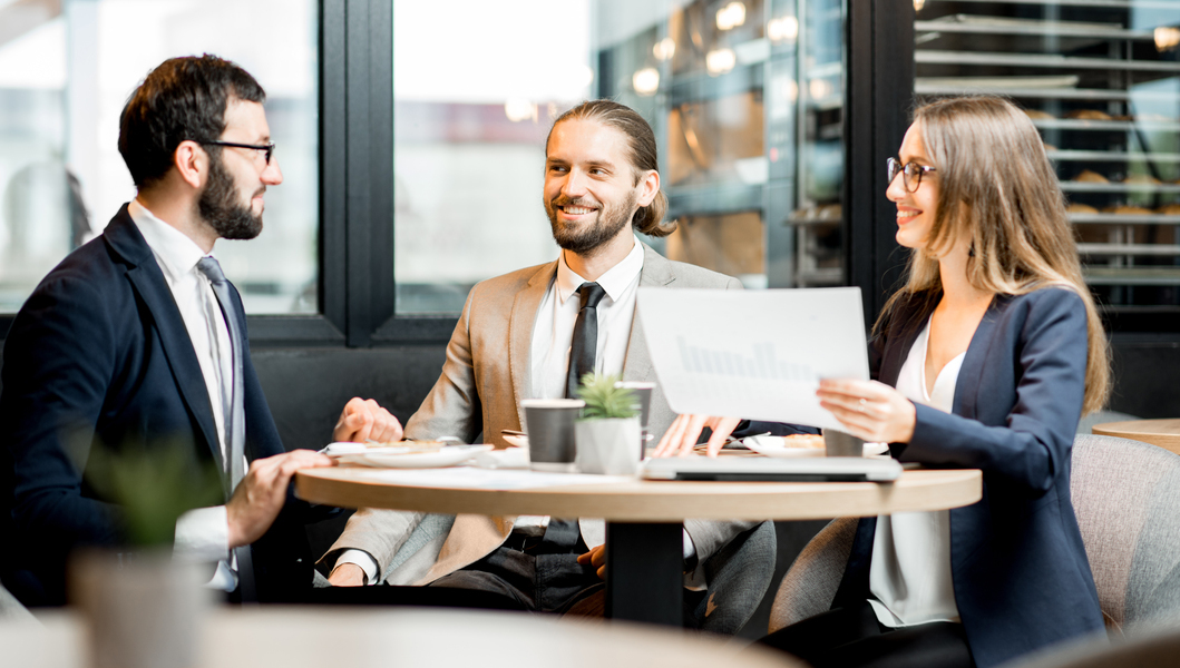 Business people working in the cafe